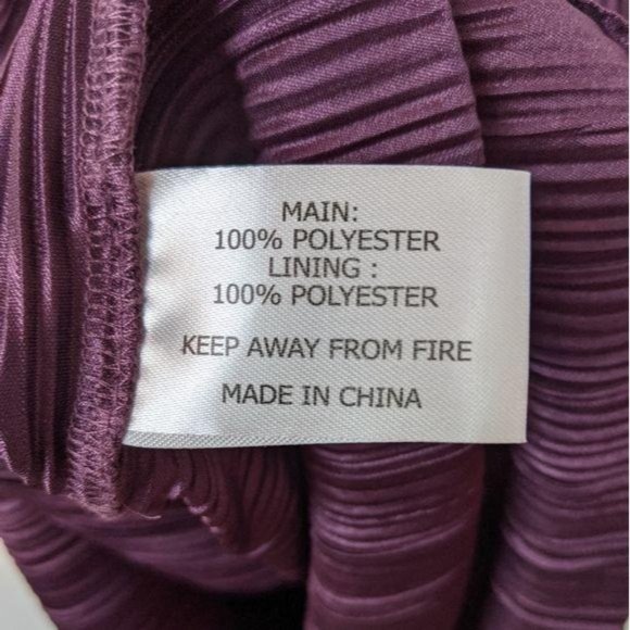 OML Deep Purple Plisse Pleat Flutter Sleeve Dress M Cocktail Party Wedding - Picture 9 of 10
